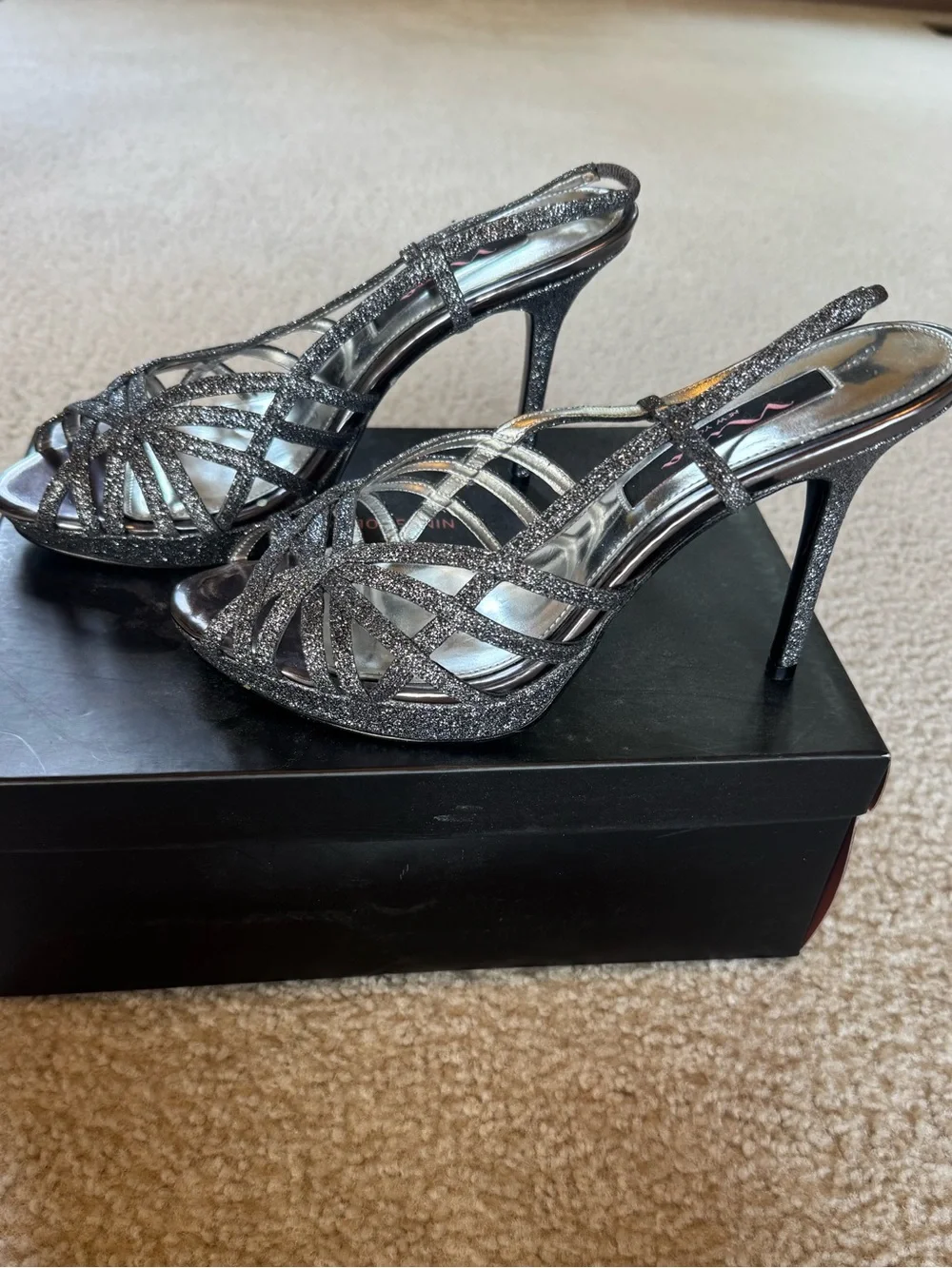 Dark Grey Glitter Heels